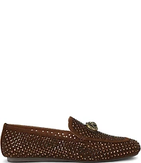 Kurt Geiger London Mayfair Suede Crystal Embellished Eagle Logo Ornament Loafers