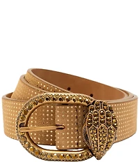 Kurt Geiger London Mayfair Suede Dotted Rhinestone Buckle Belt