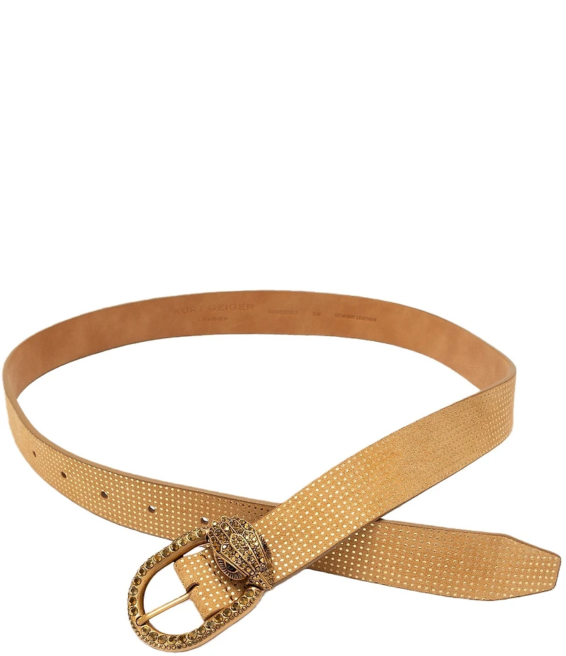 Kurt Geiger London Mayfair Suede Dotted Rhinestone Buckle Belt