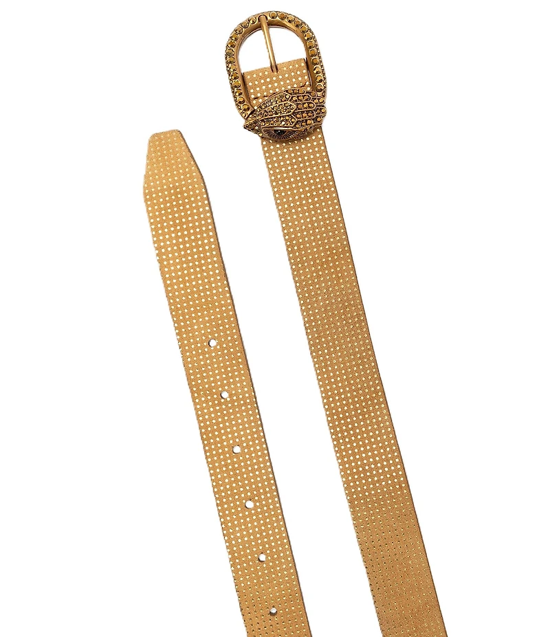 Kurt Geiger London Mayfair Suede Dotted Rhinestone Buckle Belt