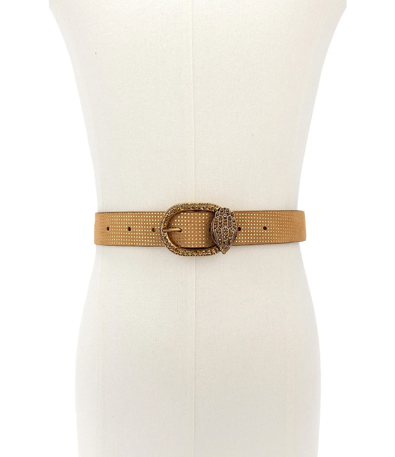 Kurt Geiger London Mayfair Suede Dotted Rhinestone Buckle Belt