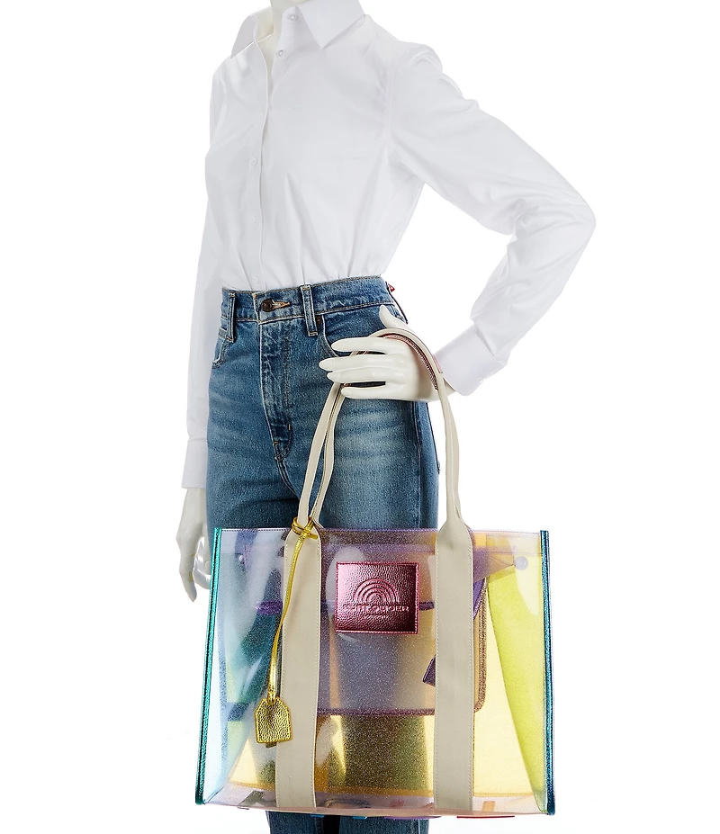 Kurt Geiger London Southbank MediumRainbow Vinyl Clear Shimmer Tote Bag