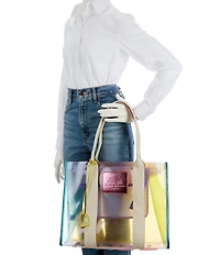 Kurt Geiger London Southbank MediumRainbow Vinyl Clear Shimmer Tote Bag