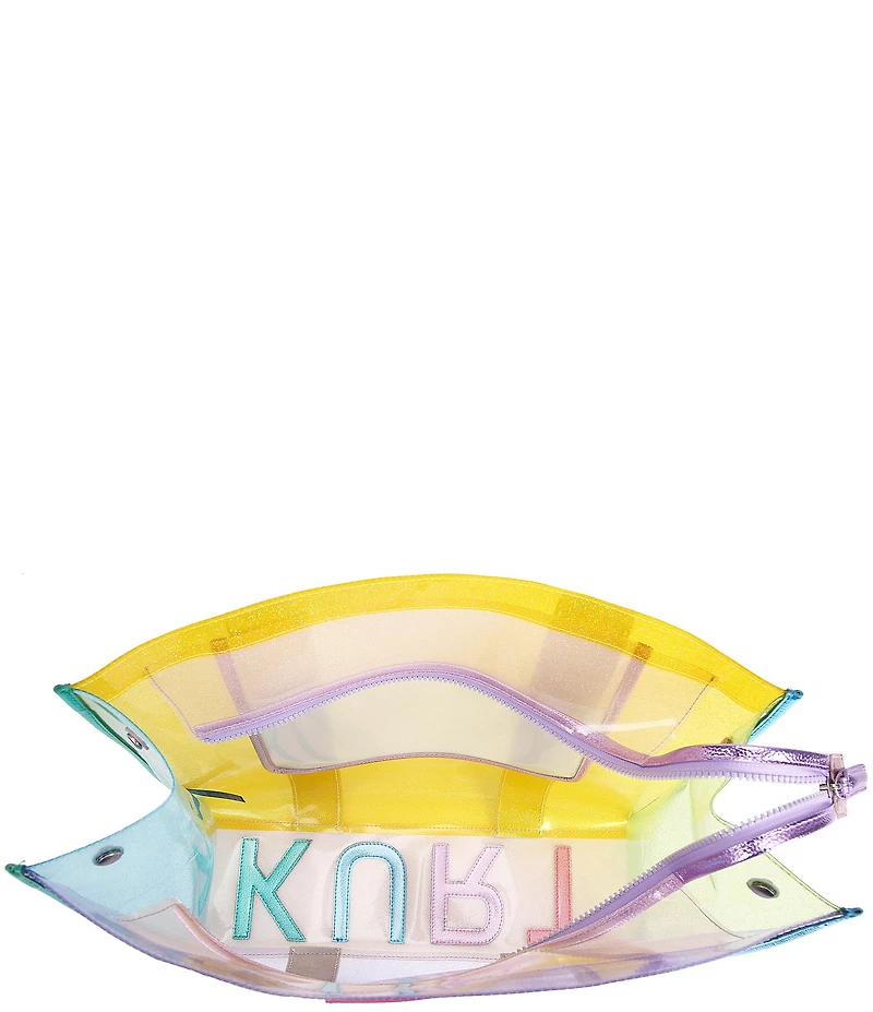 Kurt Geiger London Southbank Large Rainbow Vinyl Clear Shimmer Tote Bag