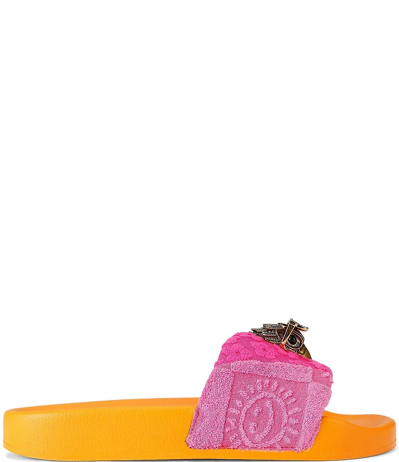 Kurt Geiger London Meena Colorblock Floral Logo Pool Slide Sandals