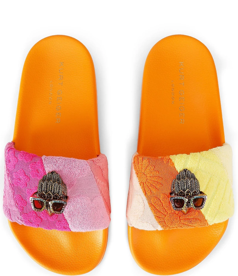 Kurt Geiger London Meena Colorblock Floral Logo Pool Slide Sandals