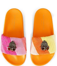 Kurt Geiger London Meena Colorblock Floral Logo Pool Slide Sandals