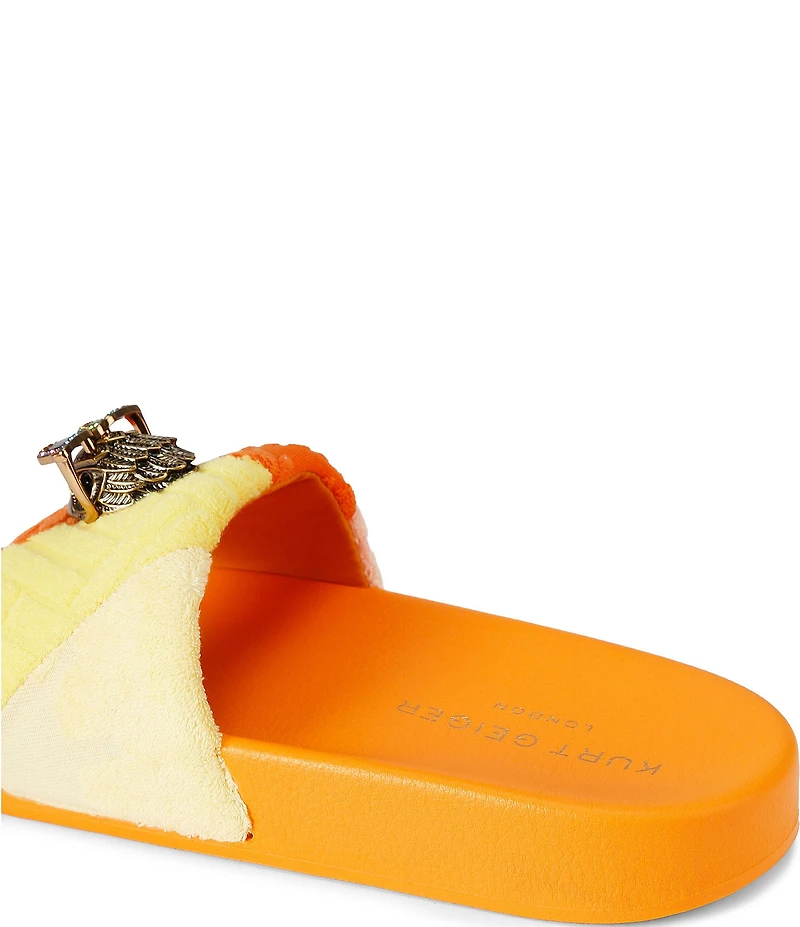 Kurt Geiger London Meena Colorblock Floral Logo Pool Slide Sandals