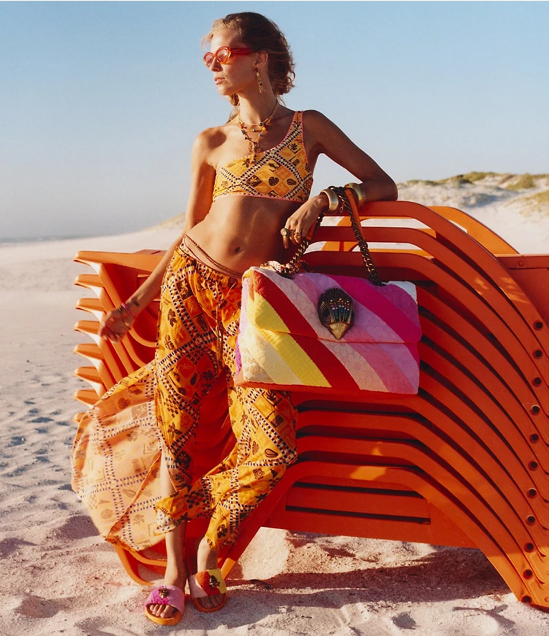 Kurt Geiger London Meena Colorblock Floral Logo Pool Slide Sandals