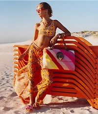 Kurt Geiger London Meena Colorblock Floral Logo Pool Slide Sandals