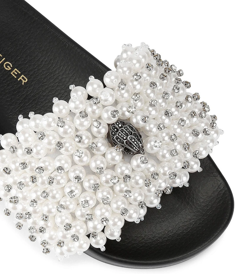 Kurt Geiger London Meena Eagle Bead Embellished Pool Slide Sandals