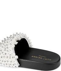 Kurt Geiger London Meena Eagle Bead Embellished Pool Slide Sandals