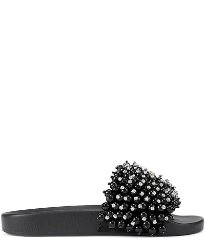 Kurt Geiger London Meena Eagle Bead Embellished Pool Slide Sandals