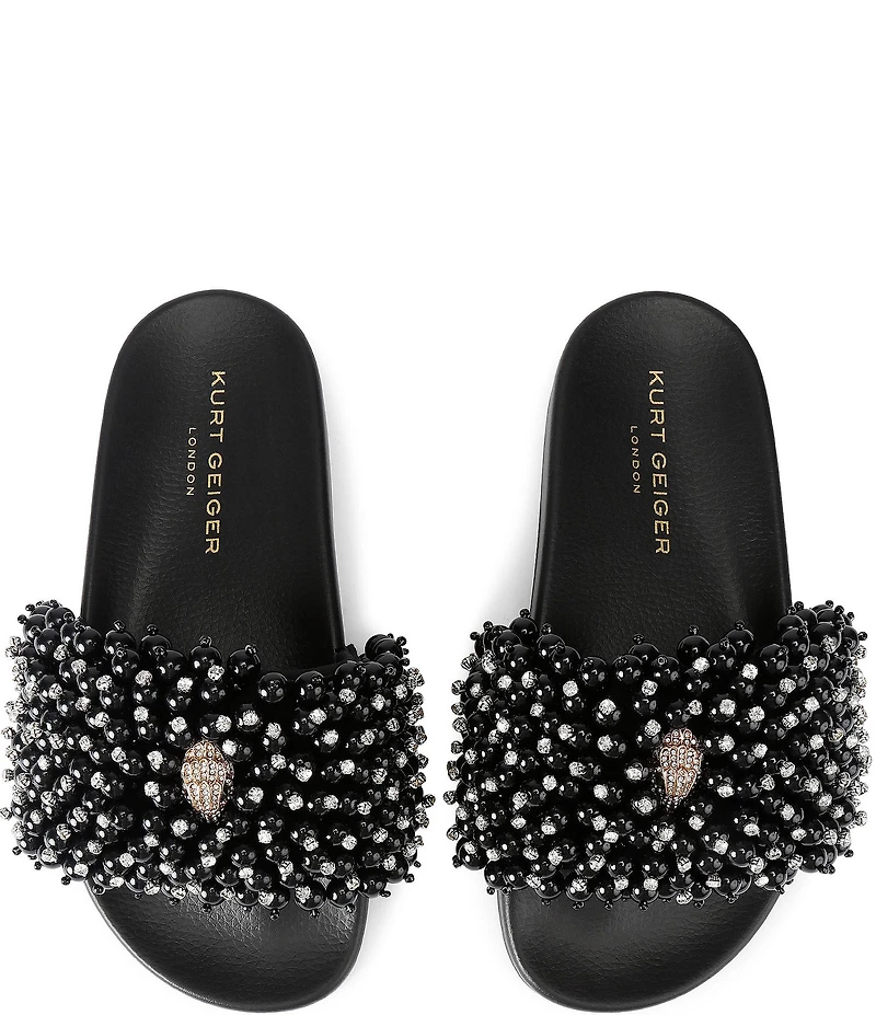 Kurt Geiger London Meena Eagle Bead Embellished Pool Slide Sandals