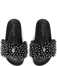 Kurt Geiger London Meena Eagle Bead Embellished Pool Slide Sandals