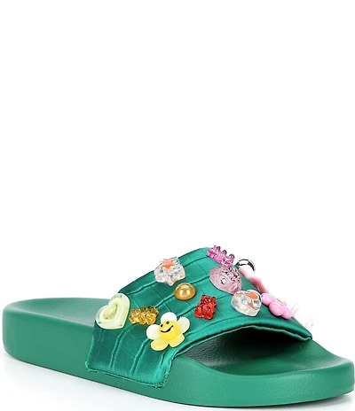 Kurt Geiger London Meena Eagle Croc Icon Ornament Pool Slide Sandals
