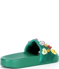 Kurt Geiger London Meena Eagle Croc Icon Ornament Pool Slide Sandals