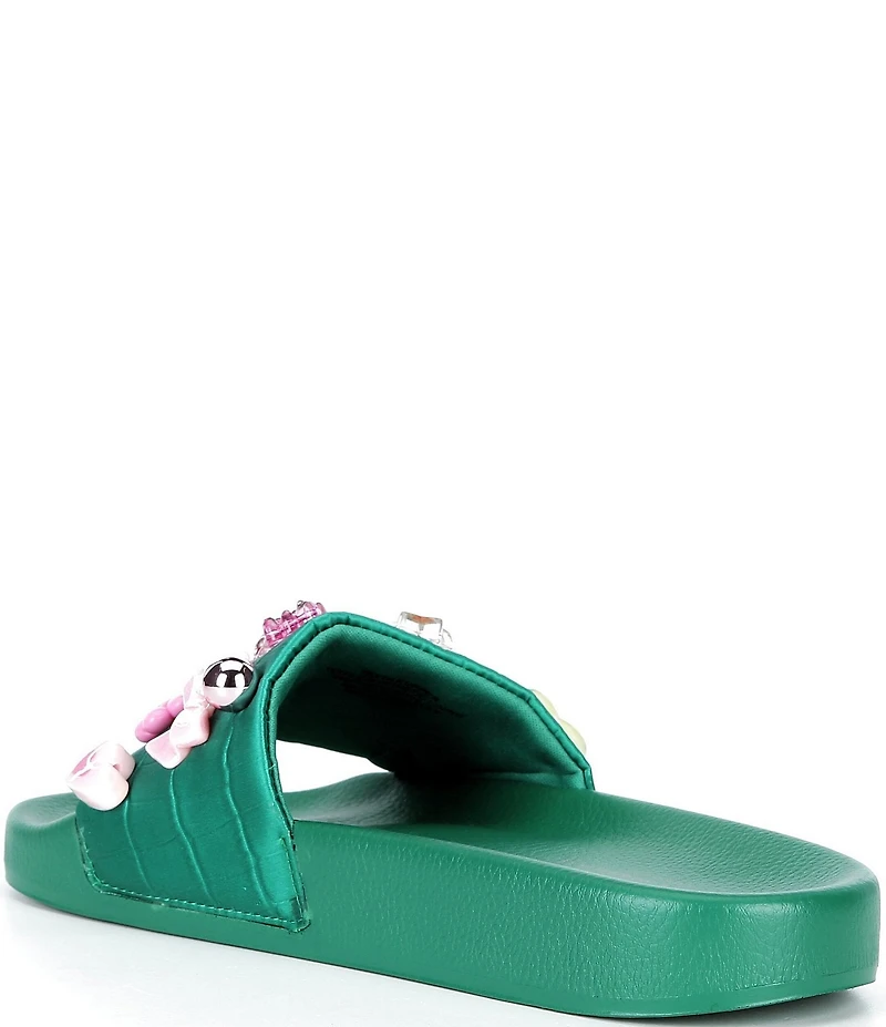 Kurt Geiger London Meena Eagle Croc Icon Ornament Pool Slide Sandals