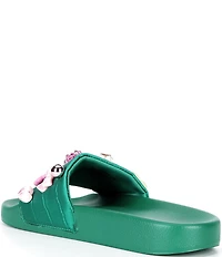 Kurt Geiger London Meena Eagle Croc Icon Ornament Pool Slide Sandals