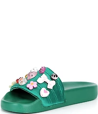 Kurt Geiger London Meena Eagle Croc Icon Ornament Pool Slide Sandals
