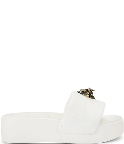 Kurt Geiger London Meena Eagle Floral Print Logo Platform EVA Slide Sandals