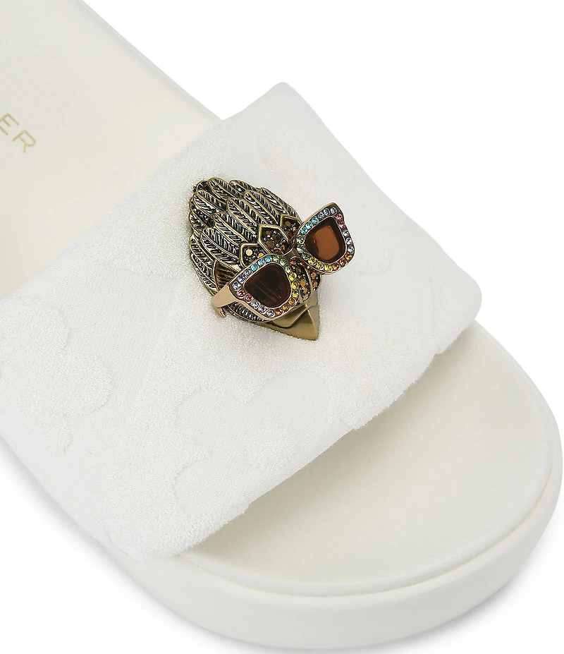 Kurt Geiger London Meena Eagle Floral Print Logo Platform EVA Slide Sandals