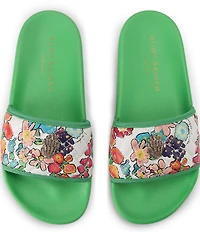 Kurt Geiger London Meena Floral Print Eagle Ornament Pool Slide Sandals
