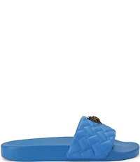 Kurt Geiger London Women's Meena Quilted Logo Ornament Pool Slide Sandals