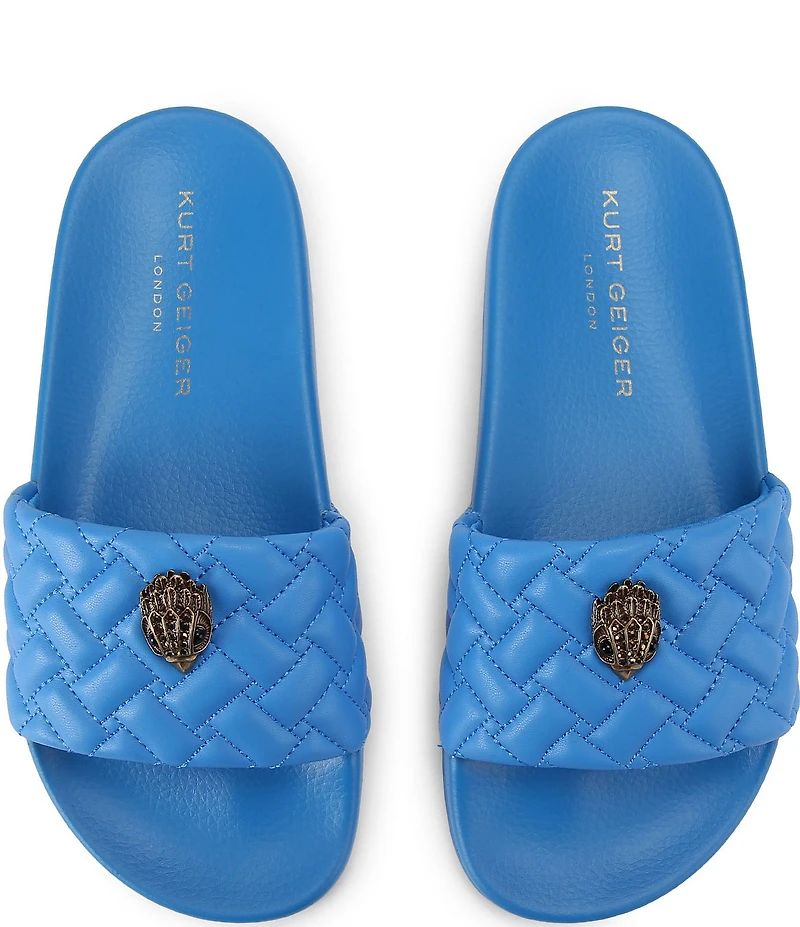 Kurt Geiger London Women's Meena Quilted Logo Ornament Pool Slide Sandals
