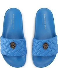 Kurt Geiger London Women's Meena Quilted Logo Ornament Pool Slide Sandals