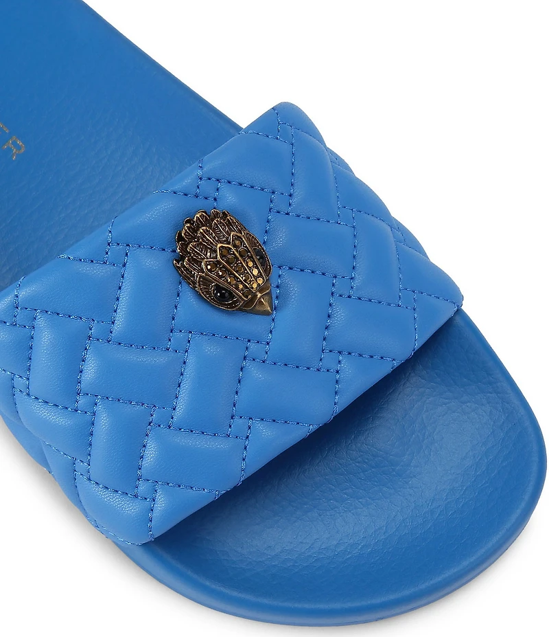 Kurt Geiger London Women's Meena Quilted Logo Ornament Pool Slide Sandals