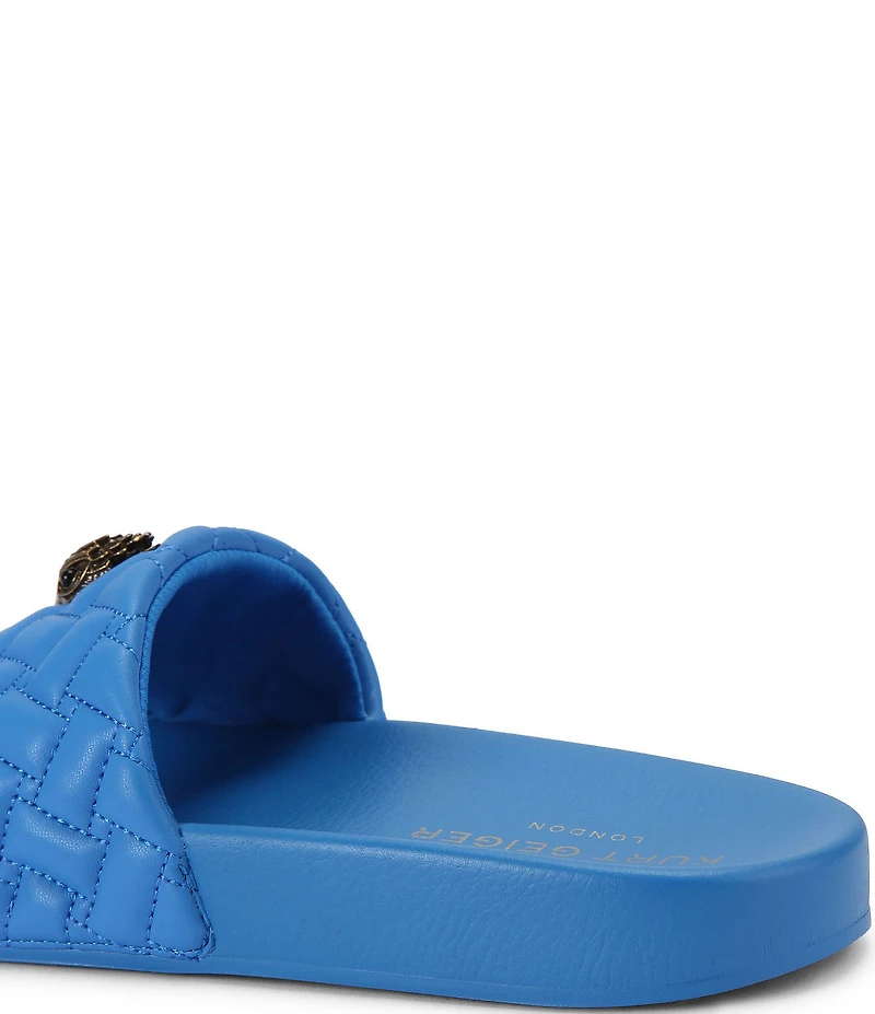 Kurt Geiger London Women's Meena Quilted Logo Ornament Pool Slide Sandals