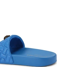 Kurt Geiger London Women's Meena Quilted Logo Ornament Pool Slide Sandals