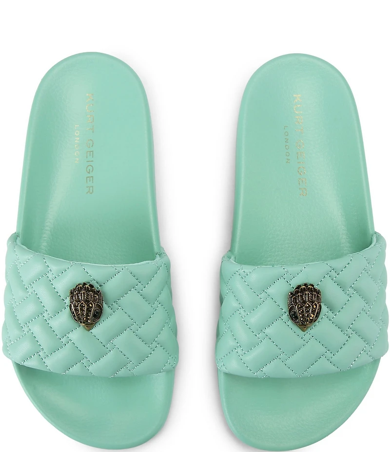 Kurt Geiger London Women's Meena Quilted Logo Ornament Pool Slide Sandals