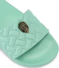 Kurt Geiger London Women's Meena Quilted Logo Ornament Pool Slide Sandals