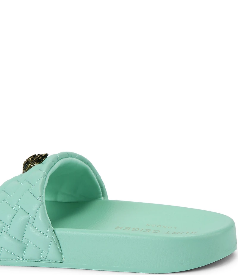 Kurt Geiger London Women's Meena Quilted Logo Ornament Pool Slide Sandals