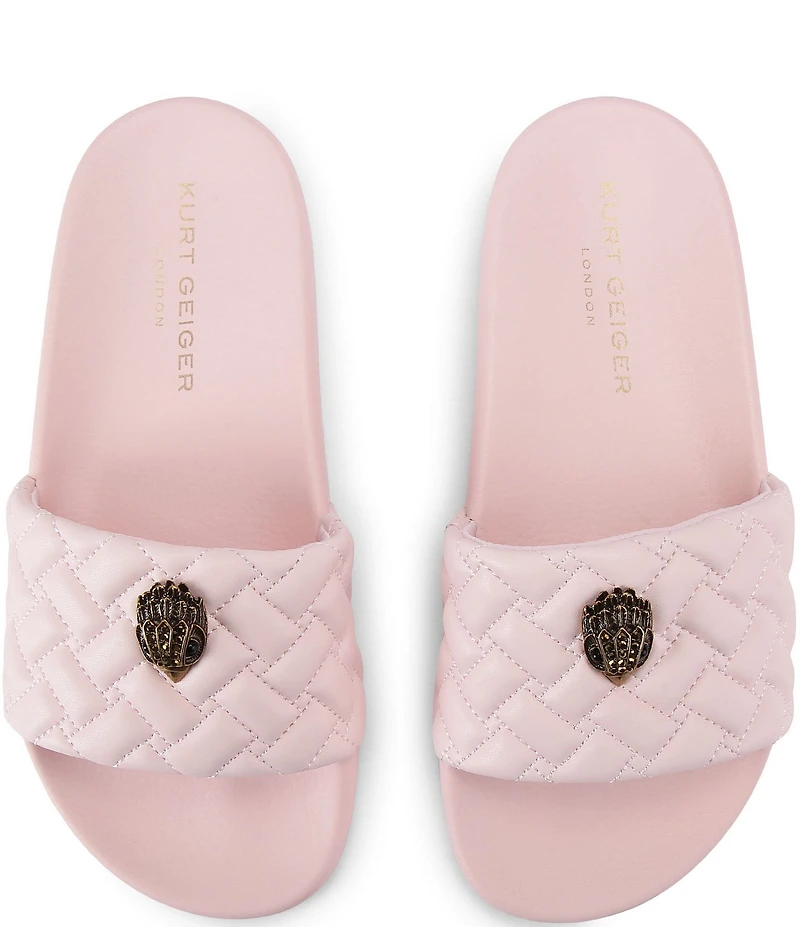 Kurt Geiger London Women's Meena Quilted Logo Ornament Pool Slide Sandals