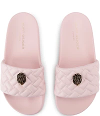 Kurt Geiger London Women's Meena Quilted Logo Ornament Pool Slide Sandals