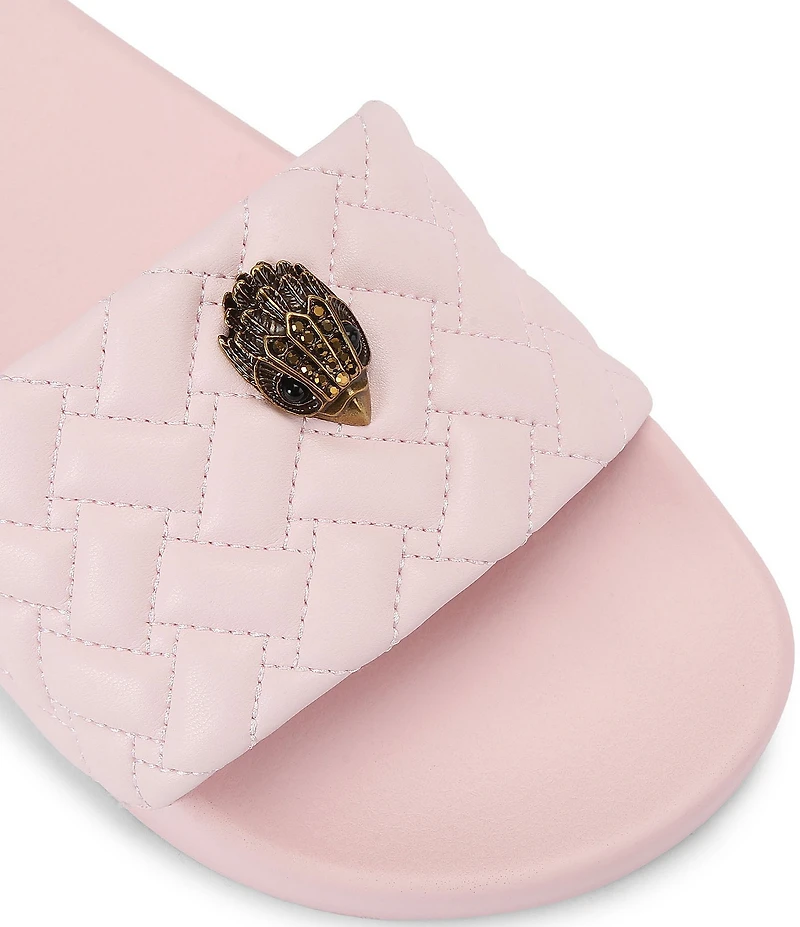 Kurt Geiger London Women's Meena Quilted Logo Ornament Pool Slide Sandals
