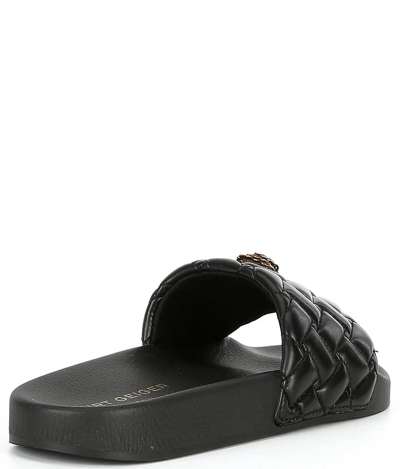 Kurt Geiger London Women's Meena Quilted Logo Ornament Pool Slide Sandals
