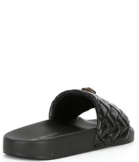 Kurt Geiger London Women's Meena Quilted Logo Ornament Pool Slide Sandals