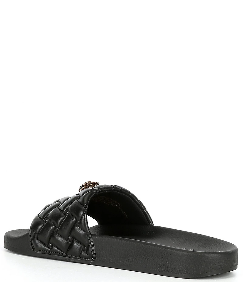 Kurt Geiger London Women's Meena Quilted Logo Ornament Pool Slide Sandals