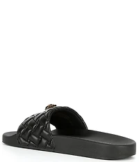 Kurt Geiger London Women's Meena Quilted Logo Ornament Pool Slide Sandals