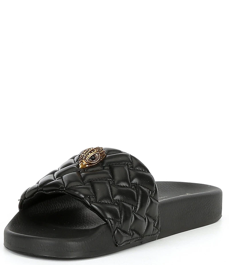 Kurt Geiger London Women's Meena Quilted Logo Ornament Pool Slide Sandals