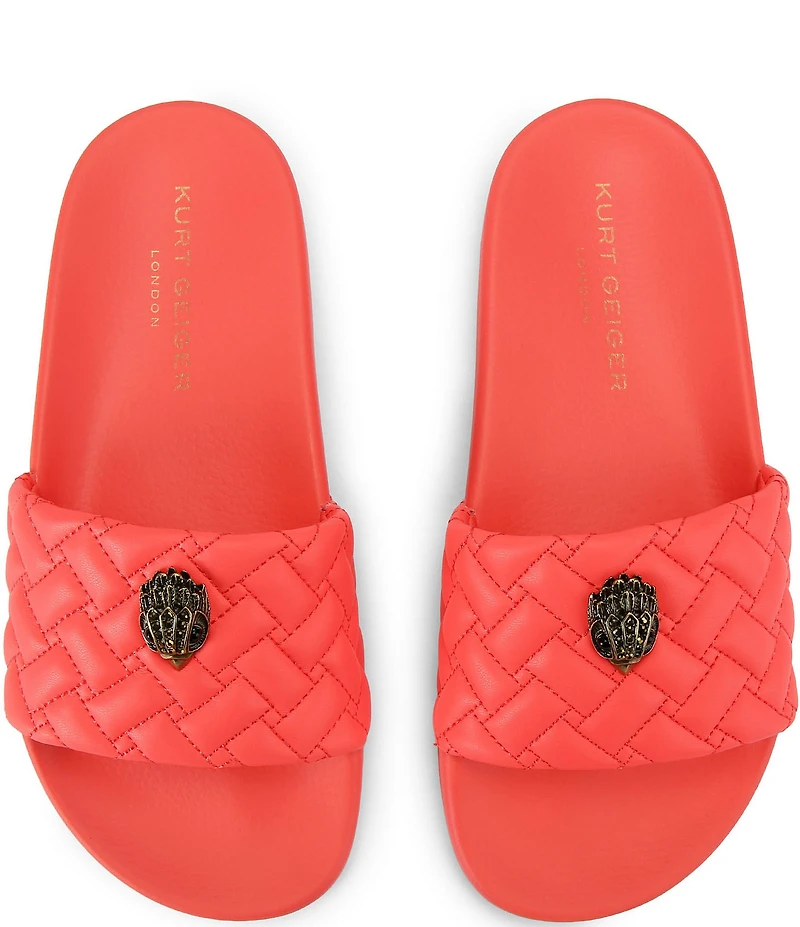 Kurt Geiger London Women's Meena Quilted Logo Ornament Pool Slide Sandals