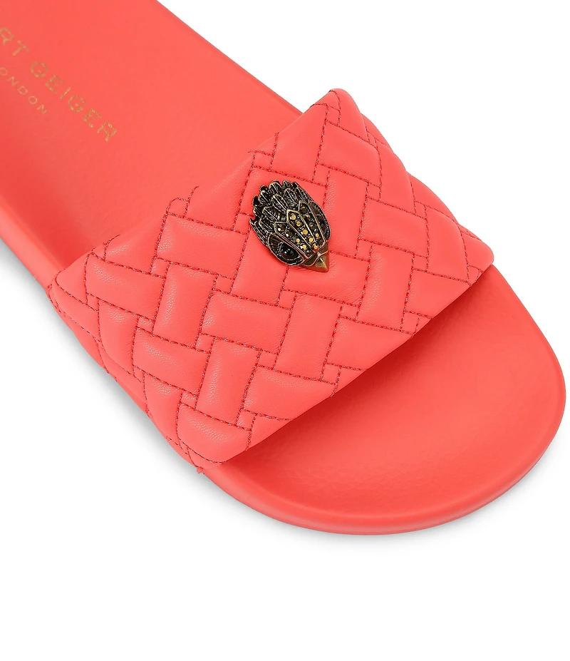 Kurt Geiger London Women's Meena Quilted Logo Ornament Pool Slide Sandals