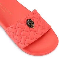 Kurt Geiger London Women's Meena Quilted Logo Ornament Pool Slide Sandals