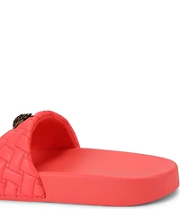 Kurt Geiger London Women's Meena Quilted Logo Ornament Pool Slide Sandals