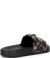 Kurt Geiger London Meena Eagle Leopard Wooly Eagle Ornament Pool Slide Sandals