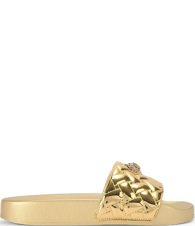 Kurt Geiger London Meena Eagle Metallic Ornament Pool Slide Sandals